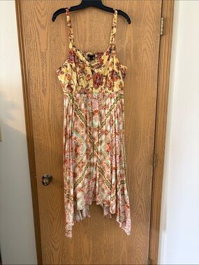 Torrid Yellow and Orange Floral Asymmetrical Handkerchief Dress